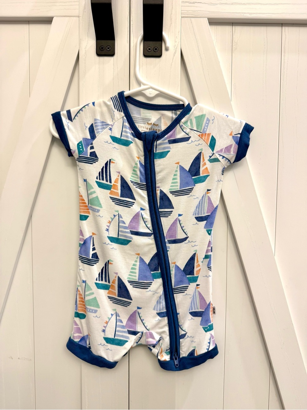 Little Sleepies retired “Set Sail”  Shorty/zippy with Navy Trim